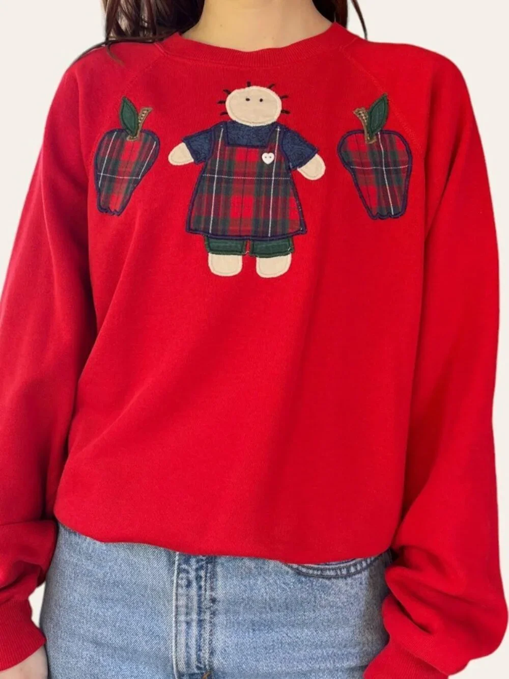 90s vintage red patch grannycore crewneck - Large/XL